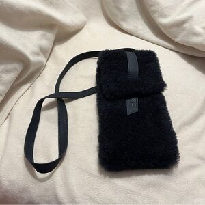 Maison Ullens Navy Sherpa Phone Holder Crossbody Bag